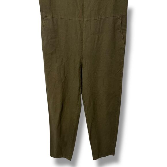 Eileen Fisher Olive Green Cotton Hemp Stretch Jumpsuit Small Medium - Picture 5 of 12
